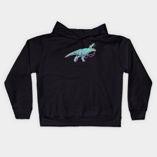 Retro dotted dinosaur with microphone Kids Hoodie